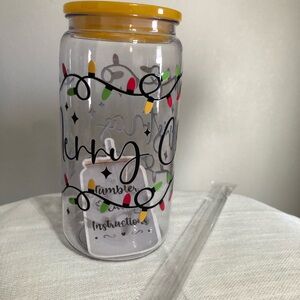 Clear Tumbler with Festive Lights Design
